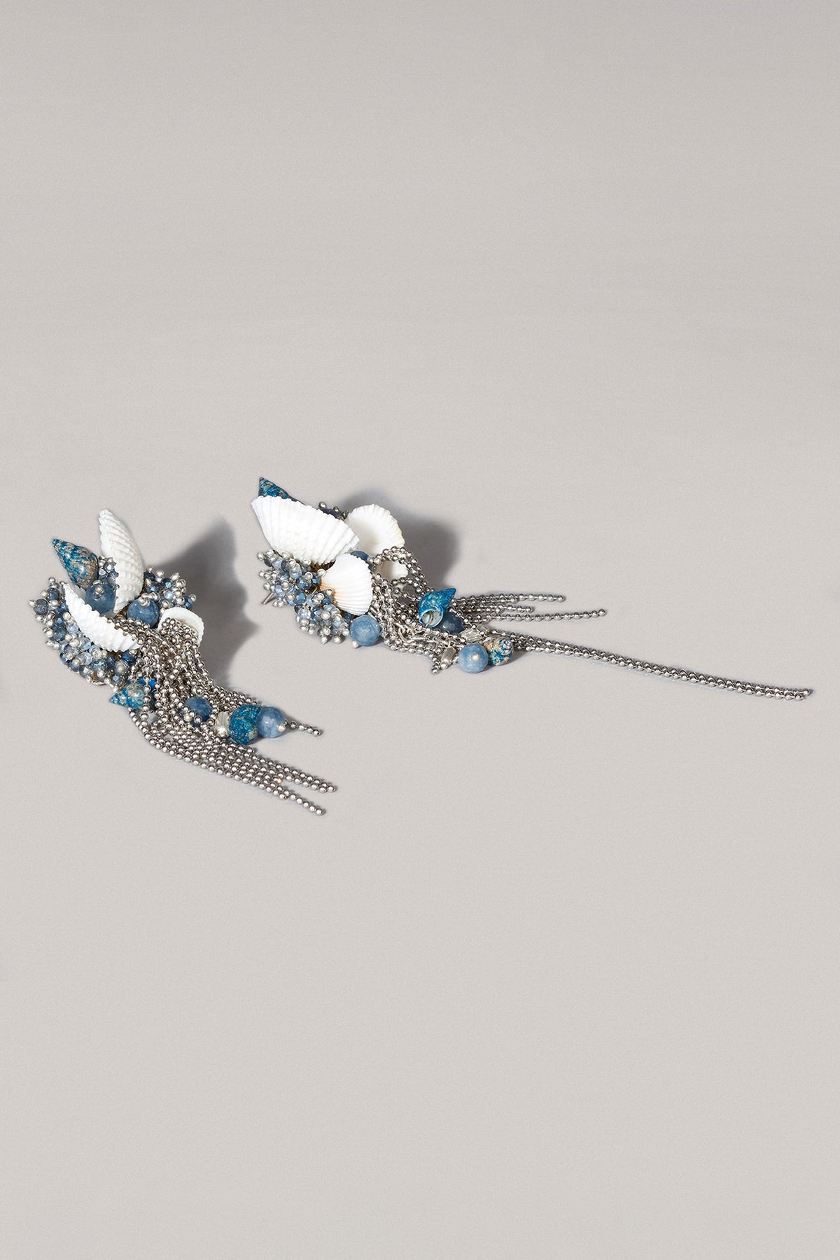 Gold Finish Cobalt Blue Semi-Precious Stone Dangler Earrings