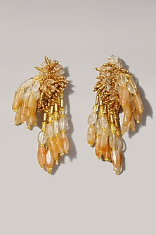 Gold Finish Beaded Dangler Earrings
