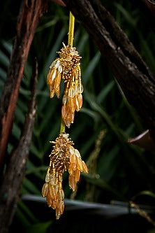 Gold Finish Beaded Dangler Earrings