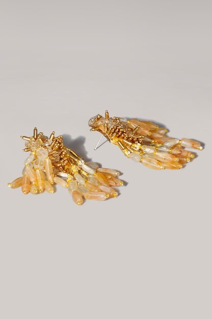 Gold Finish Beaded Dangler Earrings