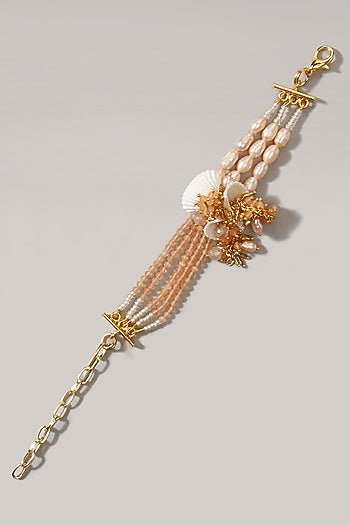 Beige Pearl Choker Necklace Set