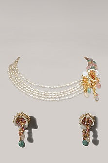 Multi Colored Pearl & Shell Stone Necklace Set