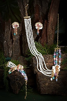 Multi Colored Pearl & Shell Stone Necklace Set