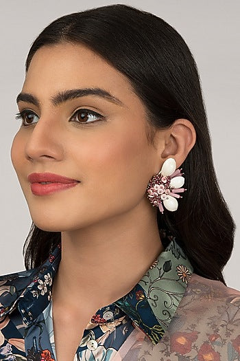 Pink Shell Stud Earrings