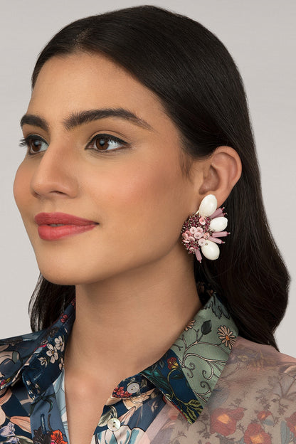 Pink Shell Stud Earrings