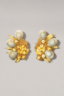 Beige Shell Handcrafted Stud Earrings