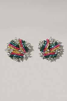 Multi Colored Beaded Stud Earrings
