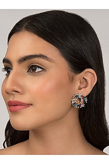 Multi Colored Beaded Stud Earrings