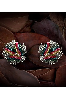 Multi Colored Beaded Stud Earrings