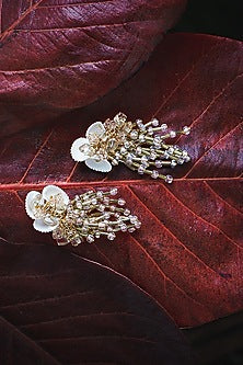 Pink Beaded Stud Earrings