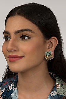 Multi Colored Beaded Stud Earrings