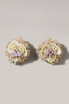 Gold Finish Shell Handcrafted Stud Earrings
