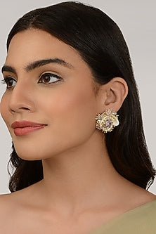 Gold Finish Shell Handcrafted Stud Earrings