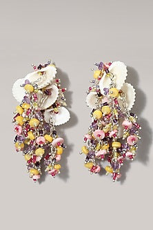 Gold Finish Glass Beaded Stud Earrings
