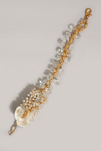 Gold Finish Cluster Beaded Bracelet