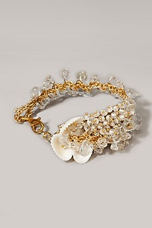 Gold Finish Cluster Beaded Bracelet
