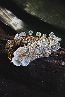 Gold Finish Cluster Beaded Bracelet
