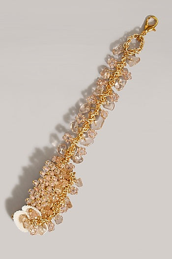 Gold Finish Pink Beaded Bracelet