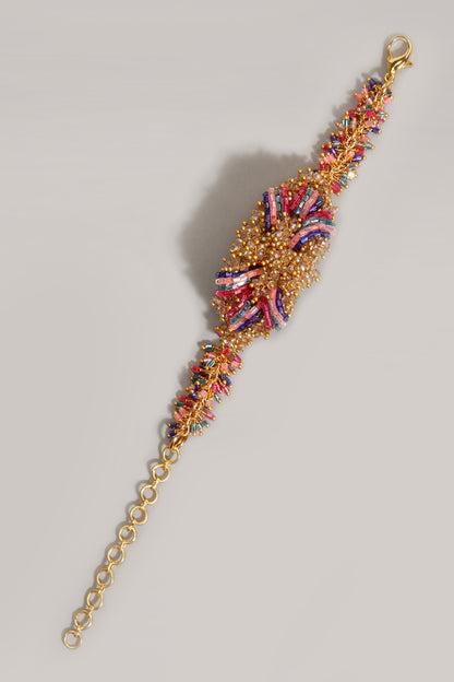 Gold Finish Pastel Beaded Handcrafted Bracelet