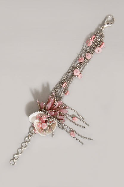 Gold Finish Pink Stone Bracelet