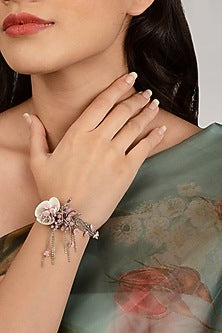 Gold Finish Pink Stone Bracelet