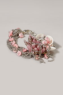 Gold Finish Pink Stone Bracelet