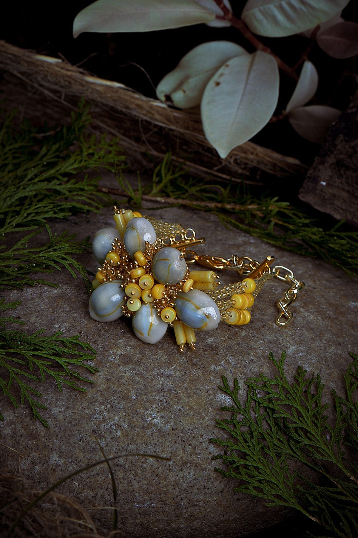 Gold Finish Shell Handcrafted Bracelet