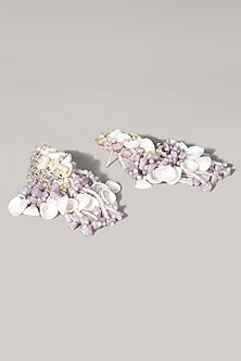 Gold Finish Lilac Semi-Precious Stone Dangler Earrings