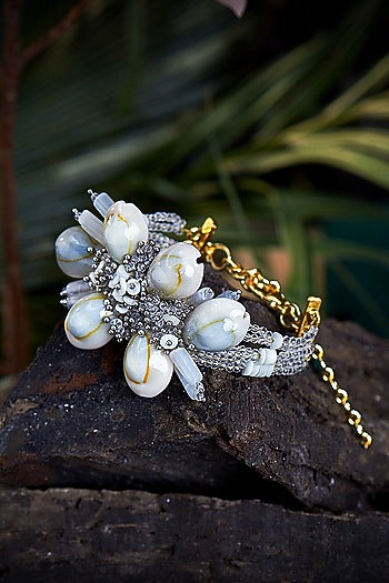 Gold Finish Semi-Precious Stone Bracelet