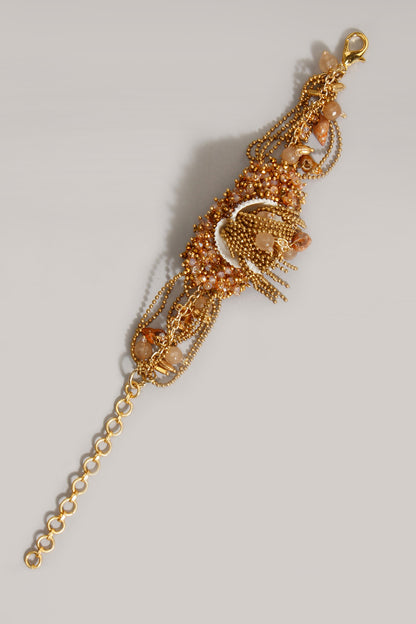 Gold Finish Shell & Beaded Bracelet