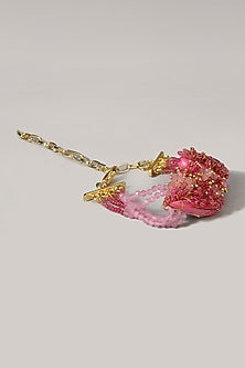 Gold Finish Pink Beaded Bracelet