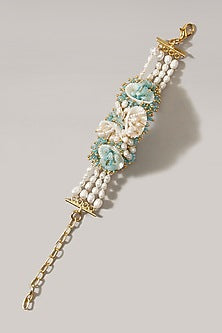 Gold Finish Turquoise Beaded Bracelet