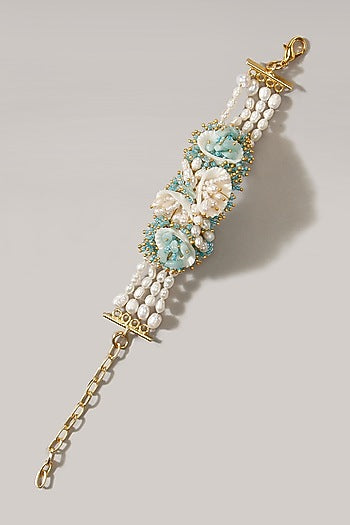 Gold Finish Turquoise Beaded Bracelet