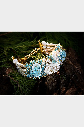 Gold Finish Turquoise Beaded Bracelet