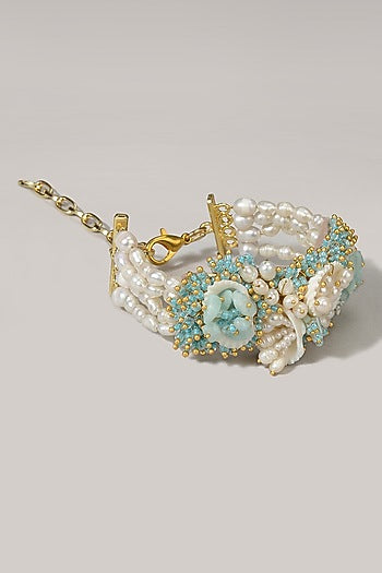Gold Finish Turquoise Beaded Bracelet