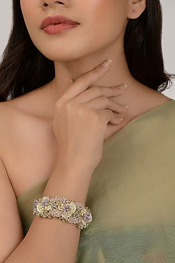 Gold Finish Crystal Beaded Bracelet