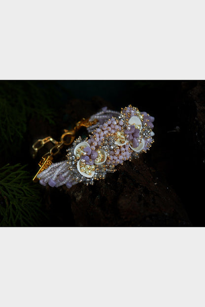 Gold Finish Crystal Beaded Bracelet