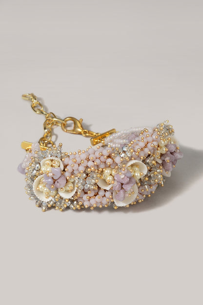 Gold Finish Crystal Beaded Bracelet