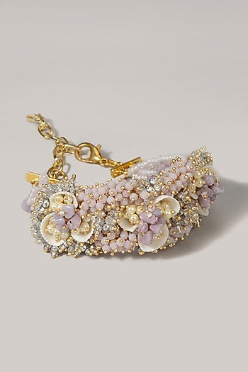 Gold Finish Crystal Beaded Bracelet