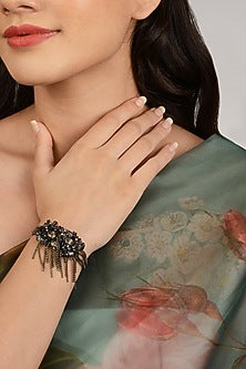 Gold Finish Black Stone Bracelet