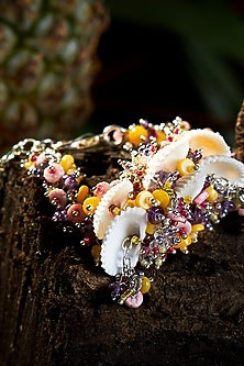 Gold Finish Crystal & Beaded Bracelet