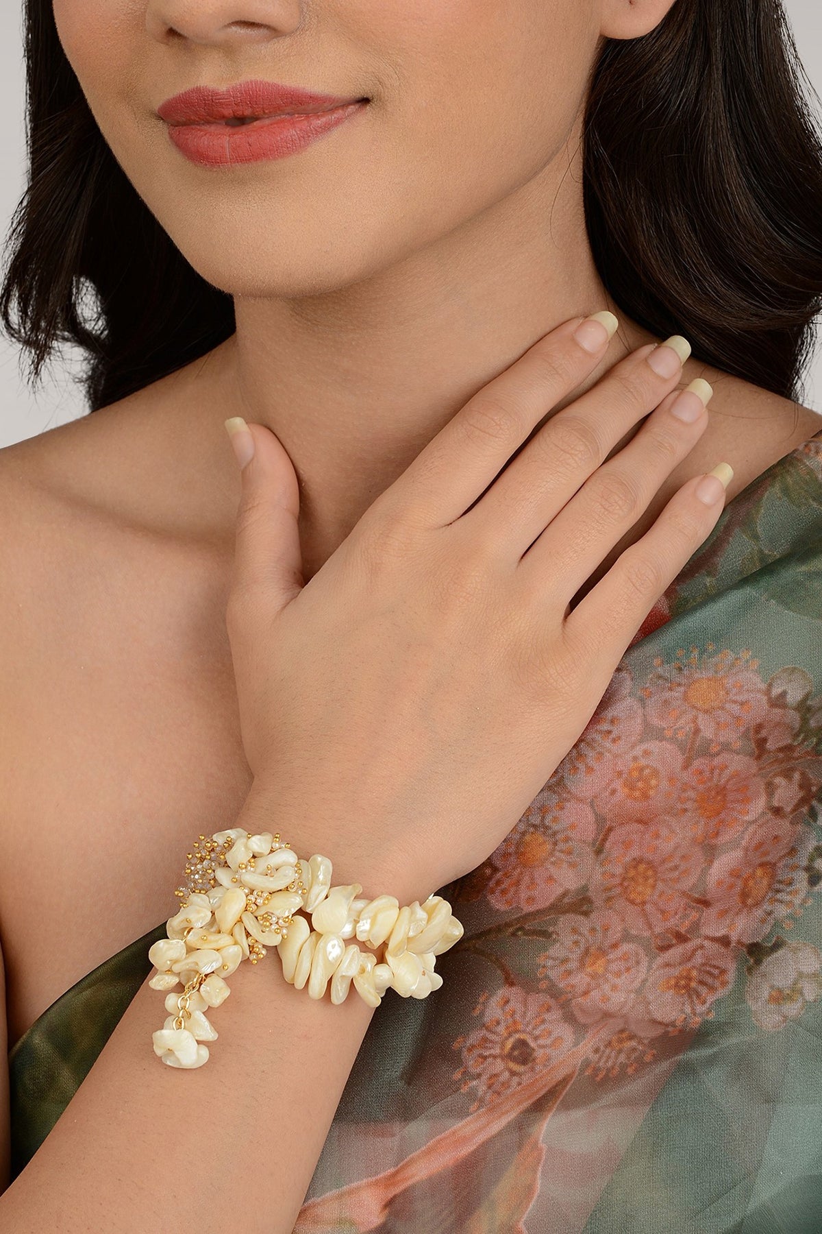 Gold Finish White Crystal Bracelet