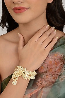 Gold Finish White Crystal Bracelet