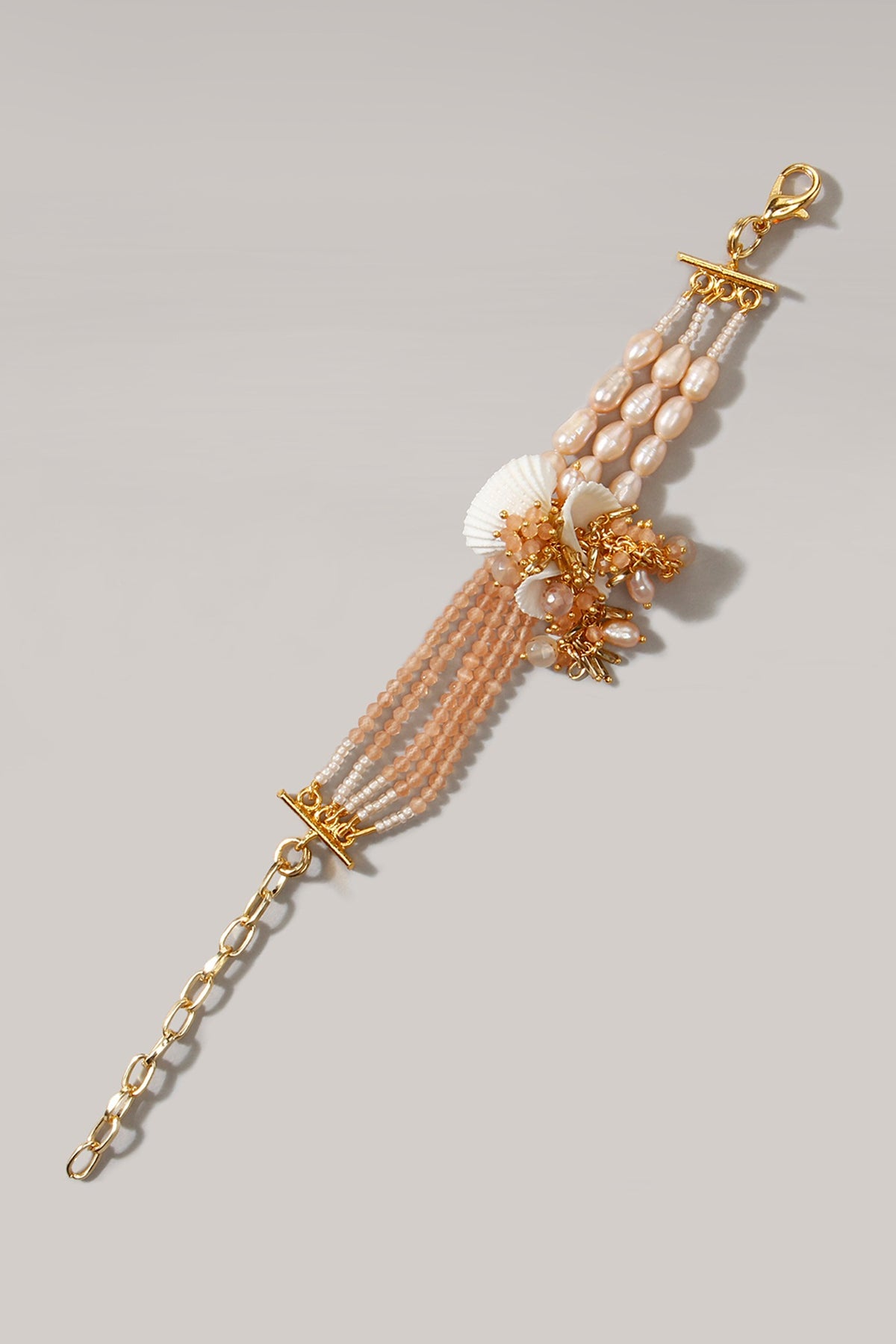 Gold Finish Beige Pearl Bracelet