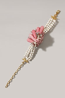 Gold Finish Pink Stone Bracelet