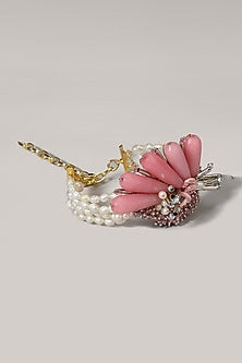 Gold Finish Pink Stone Bracelet