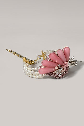 Gold Finish Pink Stone Bracelet