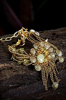 Gold Finish Beige Shell Bracelet