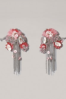 Gold Finish Baby Pink Stone Dangler Earrings
