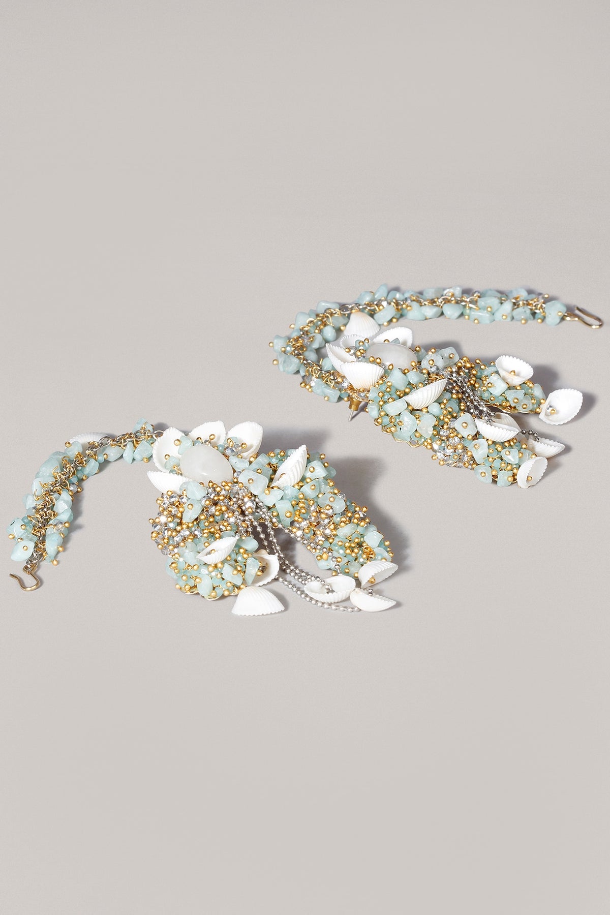 Turquoise Shell Jhumka Earrings